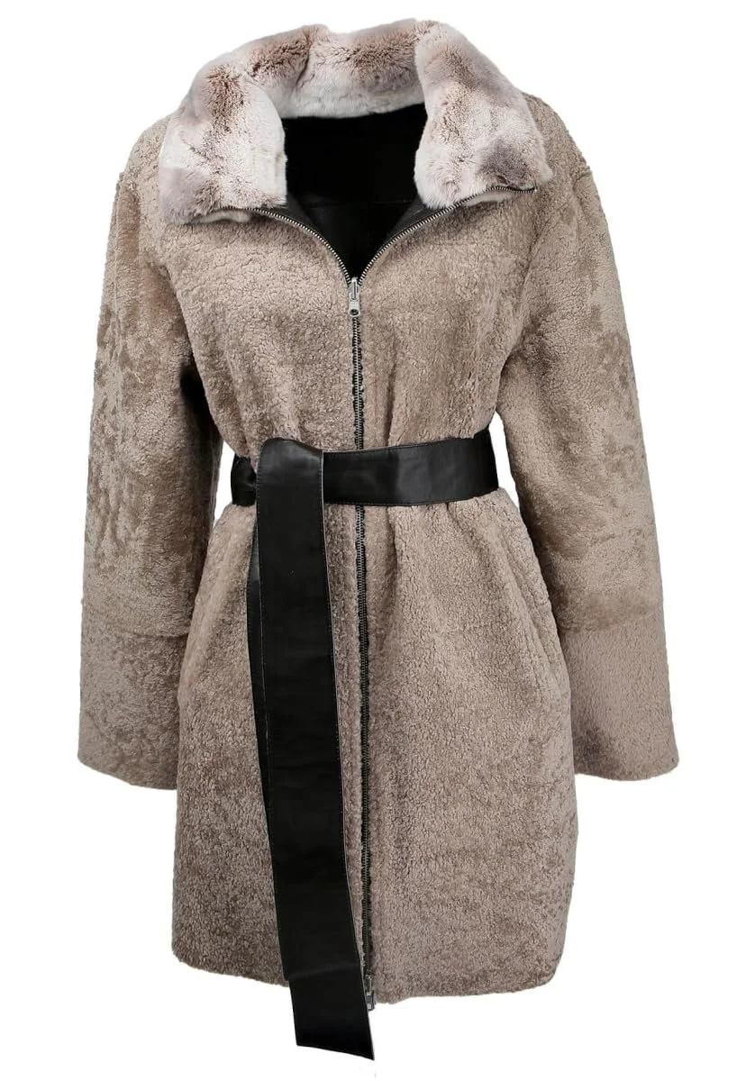 Кожаное пальто из овчины Merino Двустороннее, фото №1 Кожаное пальто из овчины Merino Двустороннее, фото №1