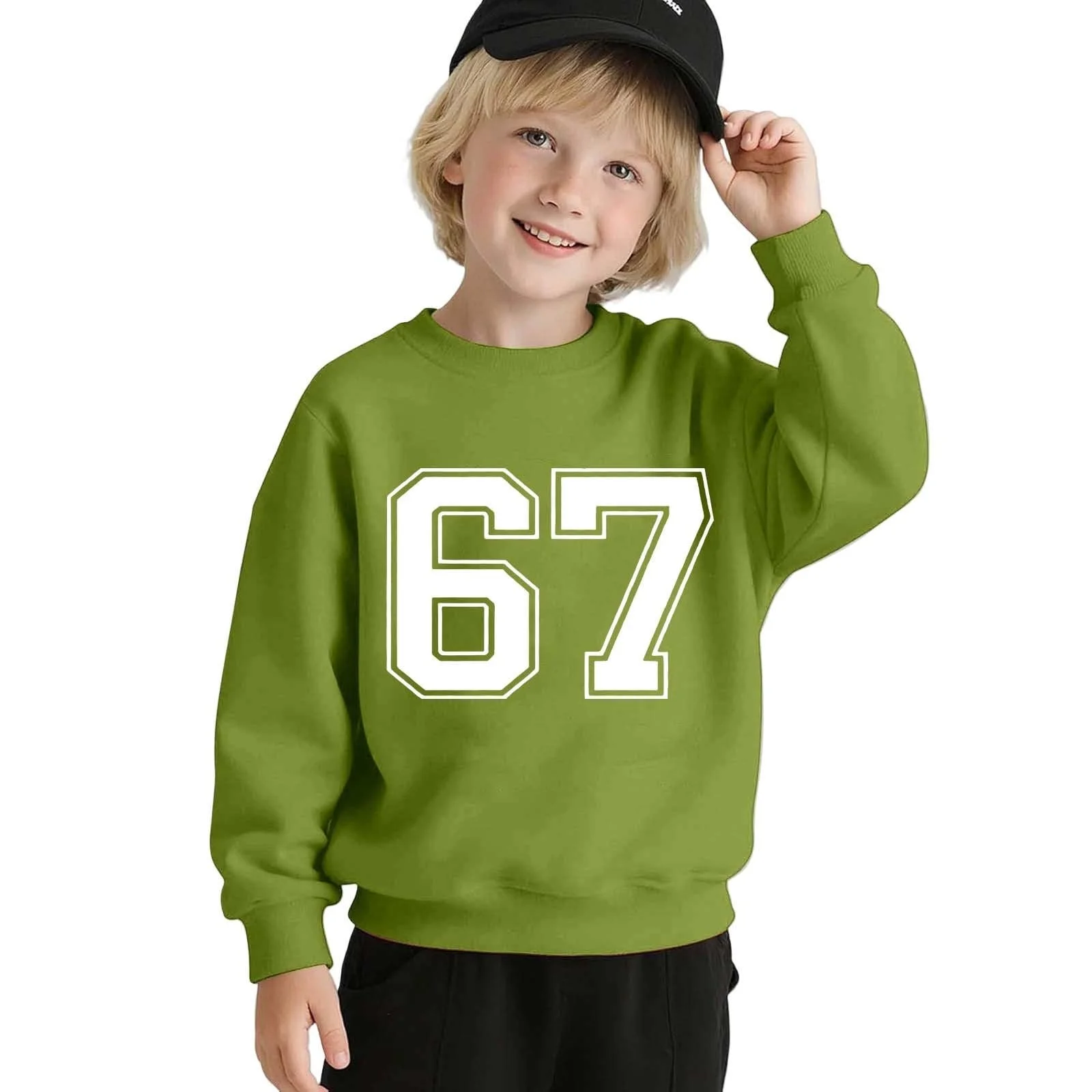 Толстовка Детская для мальчиков Толстовки для мальчиков Лонгслив для девочек Флисовый пуловер Теплый свитшот С принтом 67 Лонгслив Толстовка Худи, фото №4