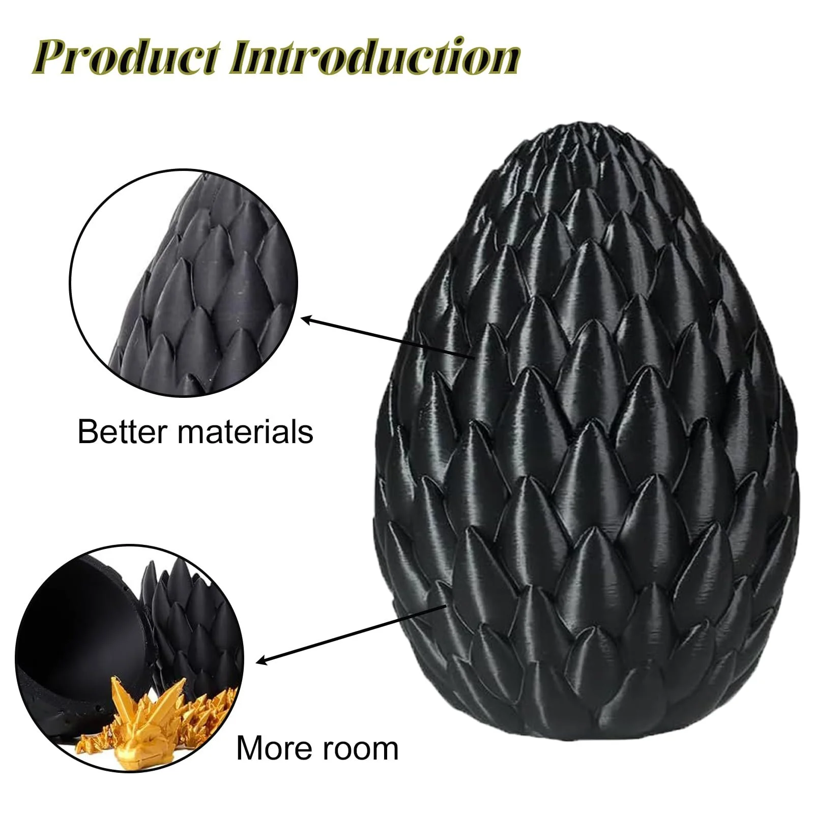 Фигурка 3D дракон с яйцом AHEJIOO 3D Dragon Egg Mystical Dragon черная, фото №4 Фигурка 3D дракон с яйцом AHEJIOO 3D Dragon Egg Mystical Dragon черная, фото №4