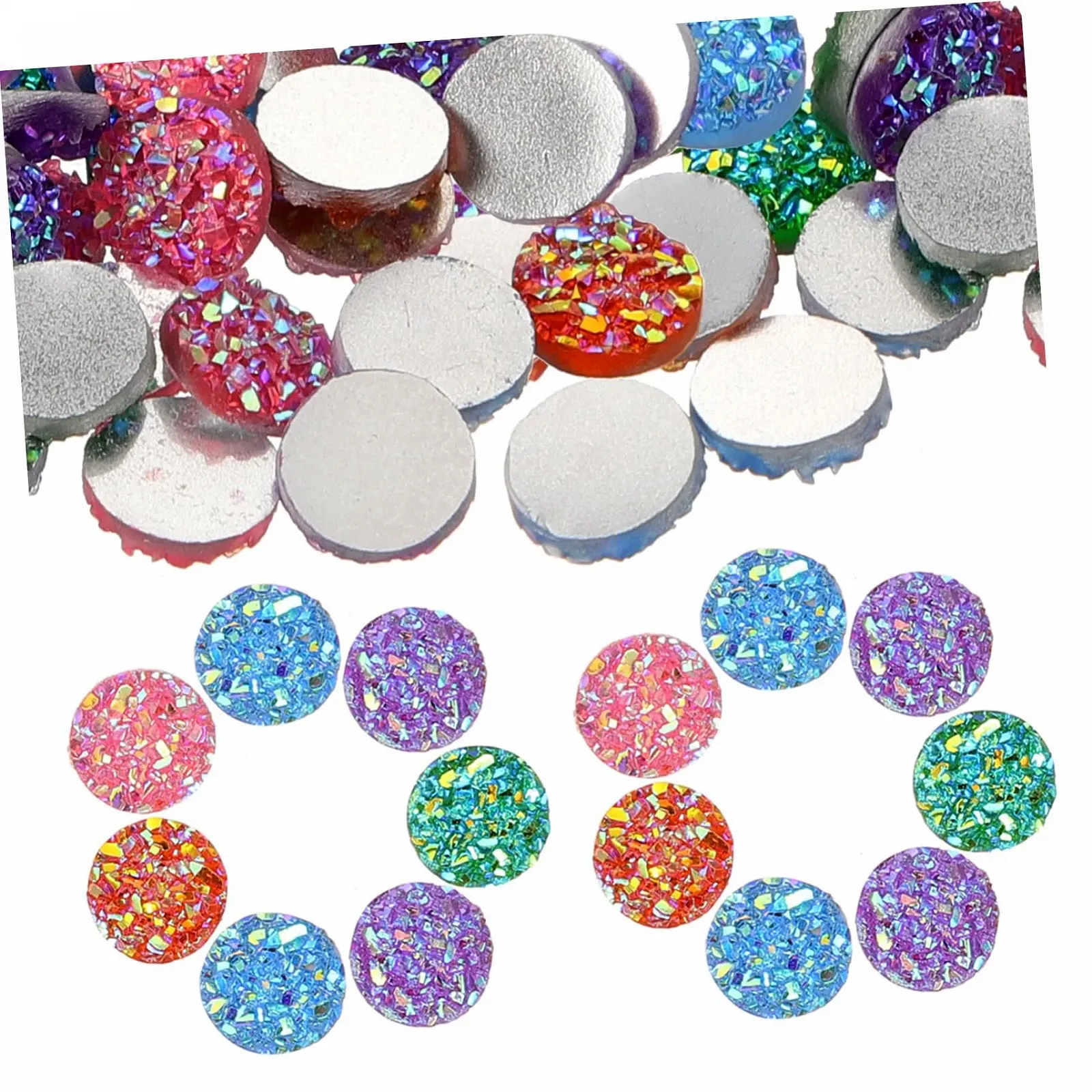 Стразы Круглые 100 шт. для одежды, плоские, декоративные для рукоделия, сумок, обуви и разнообразного использования, фото №1