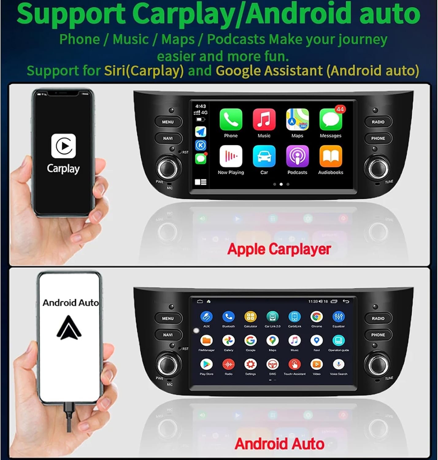 Штатная автомагнитола GOFORJUMP для FIAT Punto / 7" / Сенсорная / 1/32Гб / Android 13 / Apple CarPlay / Android Auto / Bluetooth / WI-FI / GPS / USB, фото №2