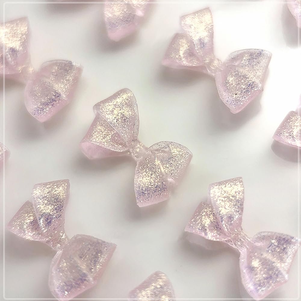 Бантик Прозорий Лід Рожевий Блискітки Пудра 3D Каваї, фото №3