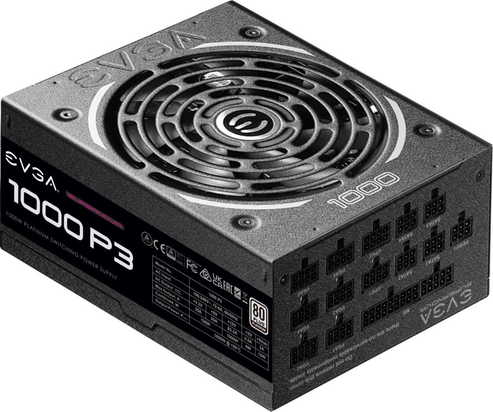 Блок живлення EVGA Supernova 1000 P3 80 Plus Platinum Black, фото №1
