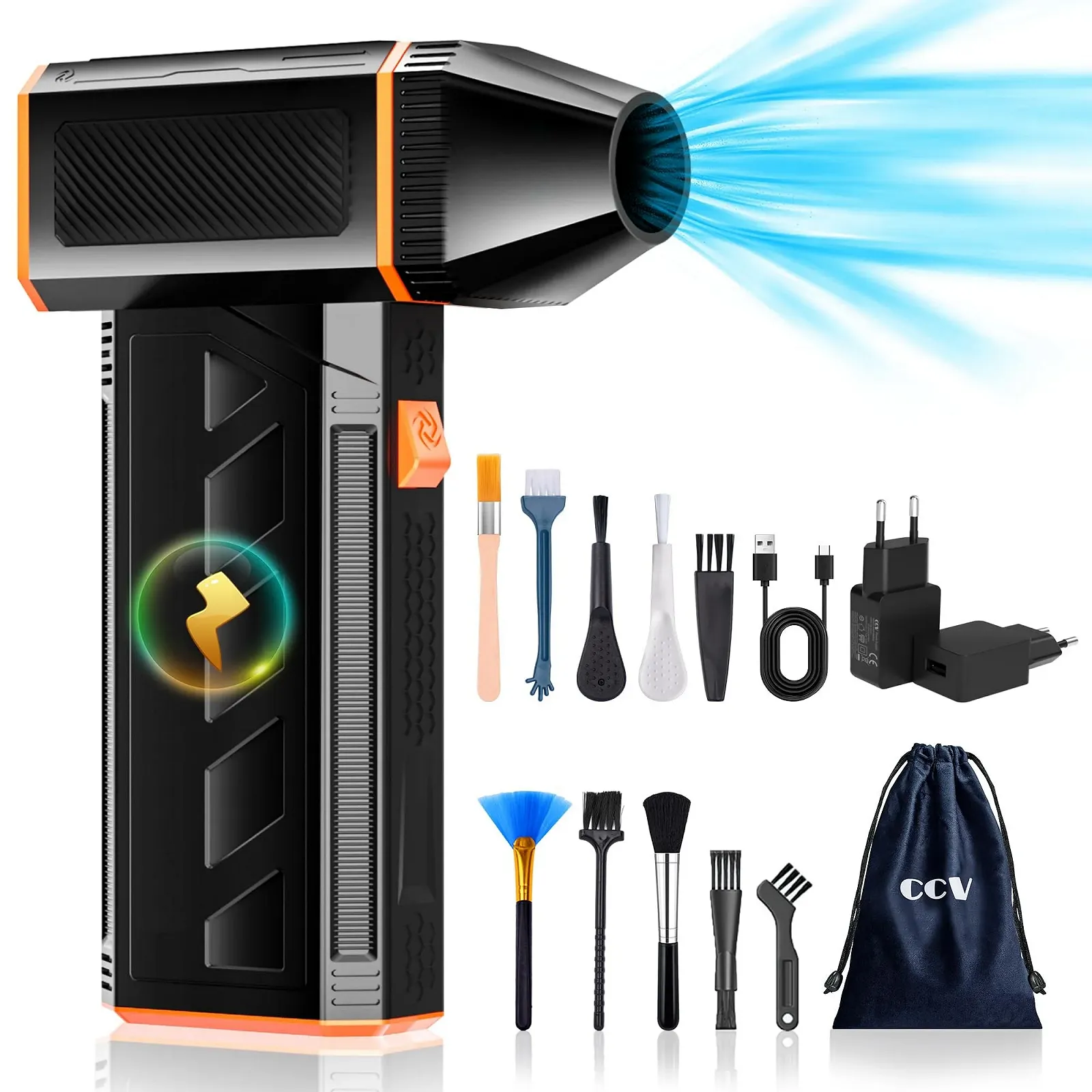 Електричний повітродувка  CCV 3-Speed 130 000 RPM 2500 mAh Type-C Quick Charge, фото №1