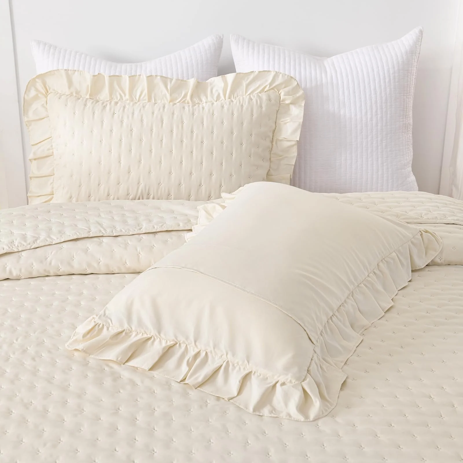 Покривало WONGS BEDDING 220 x 240 см Бежевий з 2 наволочками 50 x 75 см, фото №8