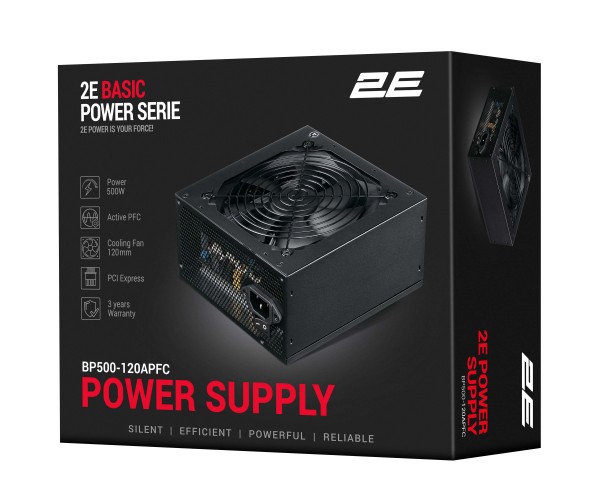 2E Блок живлення Basic Power 500W 80 120мм 1xMB 24pin(20+4), 1xCPU 8pin(4+4), 3xMolex 4xSATA 2xPCIe 8pin(6+2), фото №9