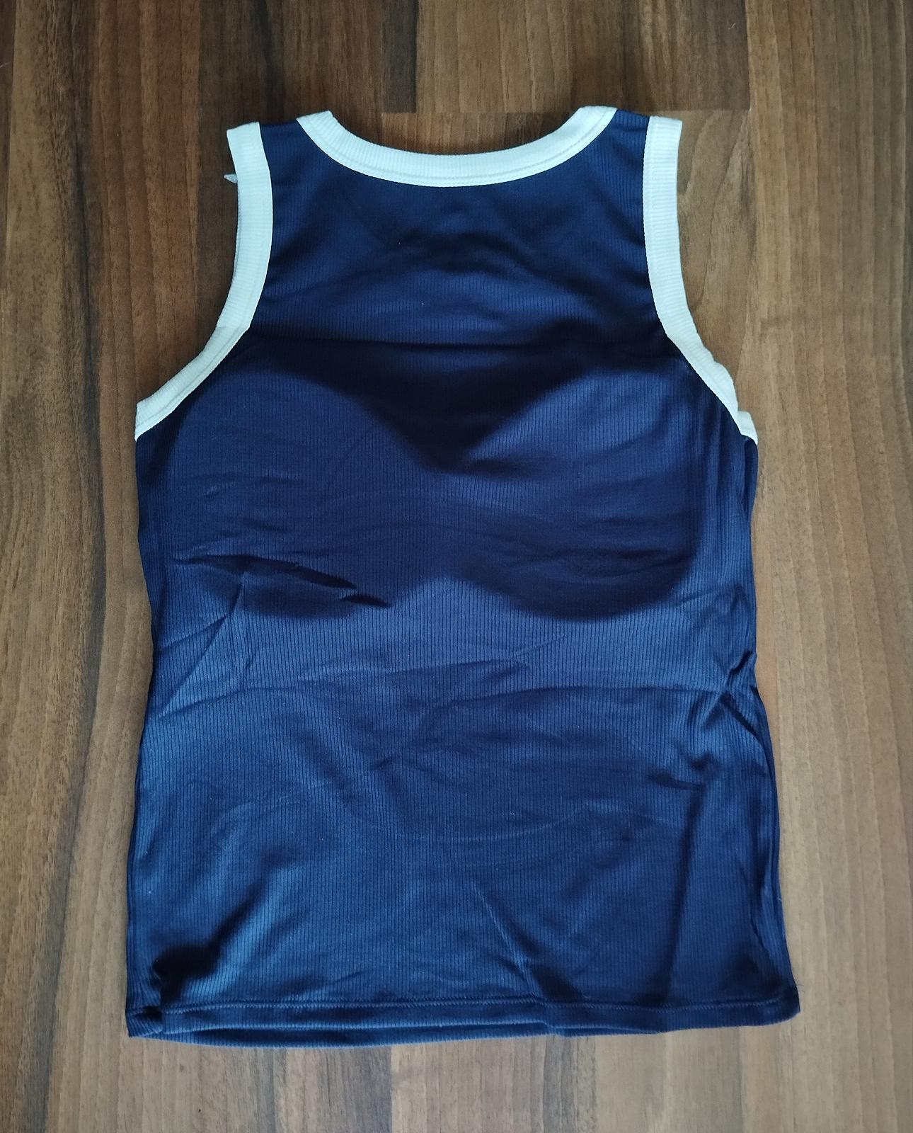 Хлопковый синий женский топ в рубчик, фото №2