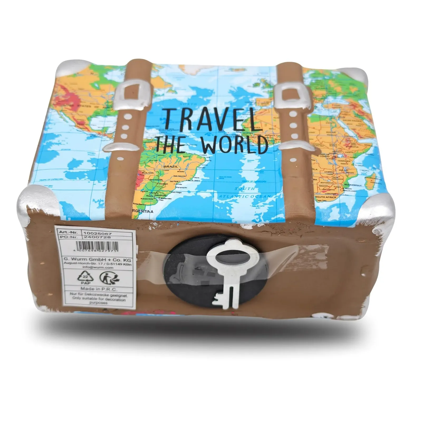 Скарбничка керамічна Валіза для подорожей прямокутна із замком та ключем, фото №8