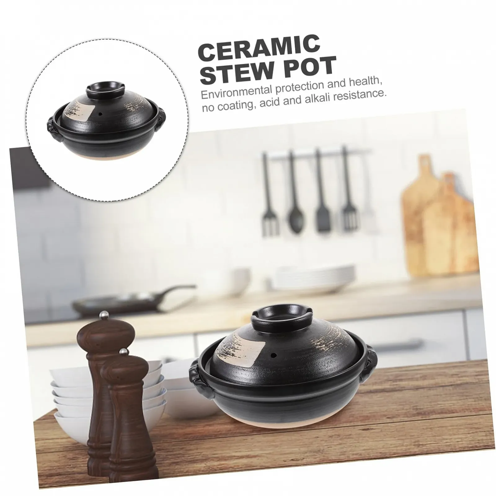 Каструля для запікання керамічна з кришкою кольорова жаростійка 500 мл, фото №7