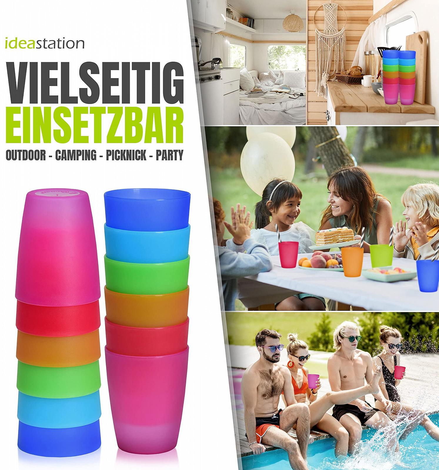 Пластикові стакани NEO, набір 12 штук, 250 мл, різнокольорові, фото №4