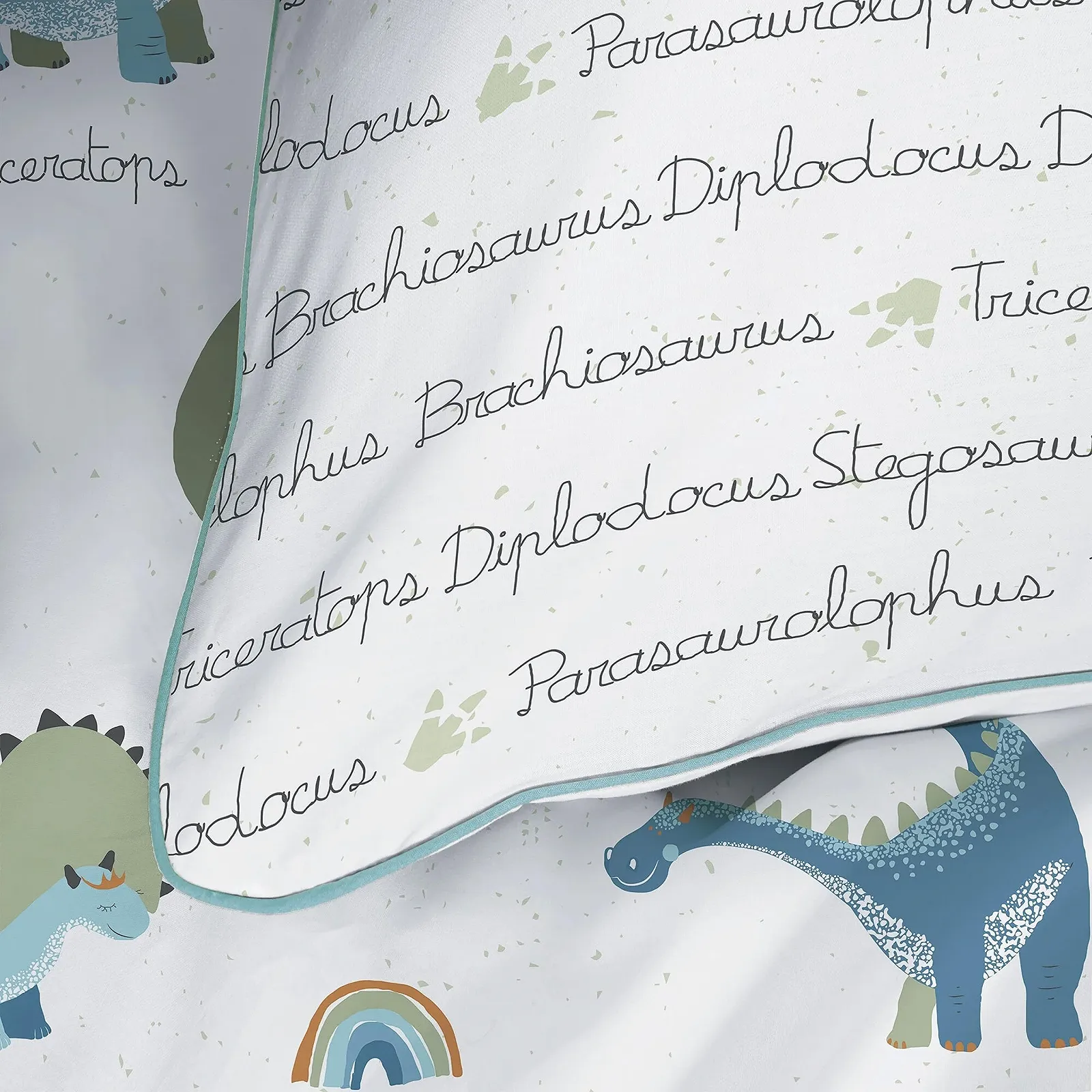Постельное белье Dino 135 x 200 см 80 x 80 см, Динозавр, Радуга, 100% Хлопок, Молния, фото №3