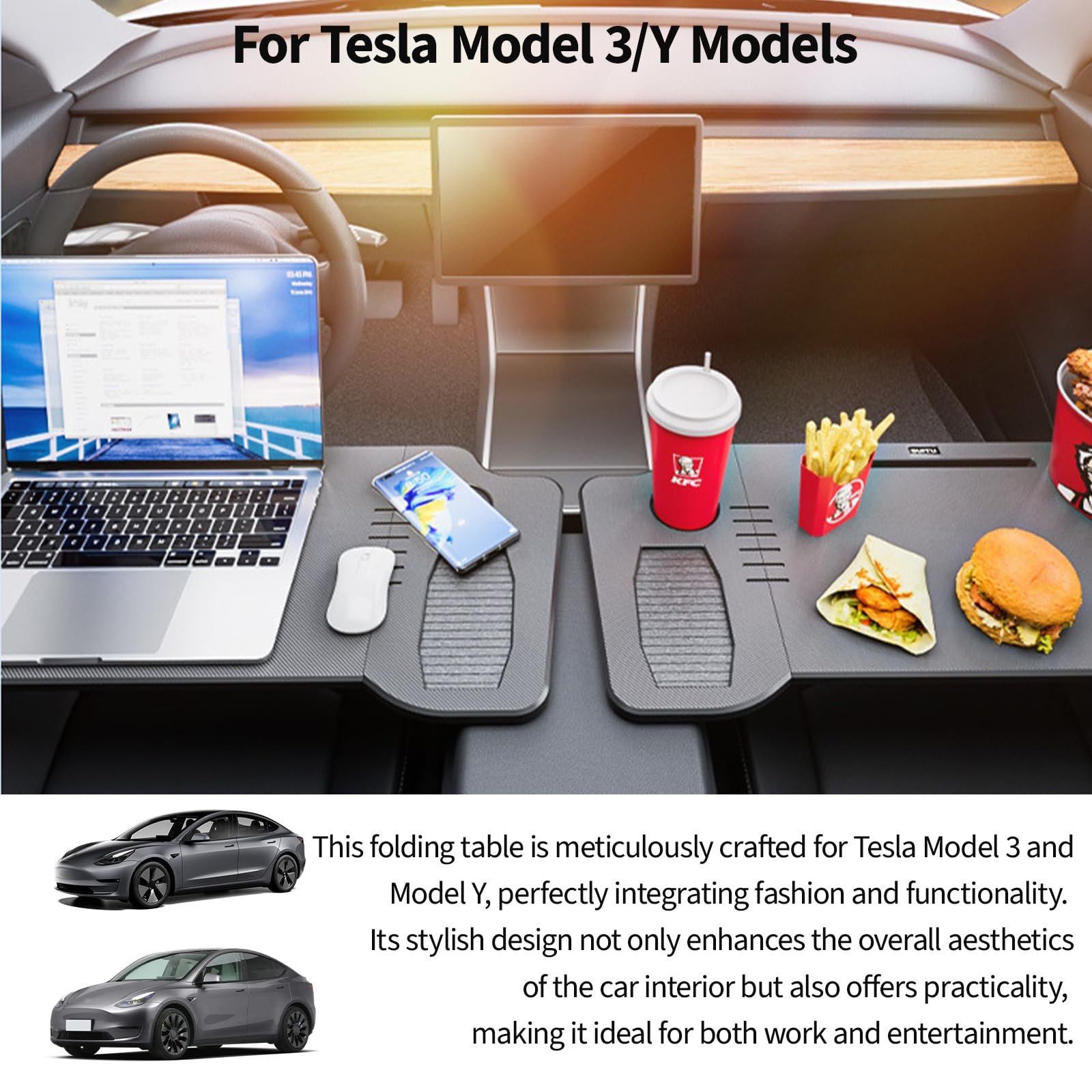 Автомобільний столик для Tesla Model 3/Y Розкладний столик-піднос для ноутбуків ESS, фото №3 Автомобільний столик для Tesla Model 3/Y Розкладний столик-піднос для ноутбуків ESS, фото №3