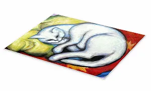 Постер Franz Marc The White Cat (Cat on Yellow Cushion) 70 x 50 см synthetic.ua - Фото 1