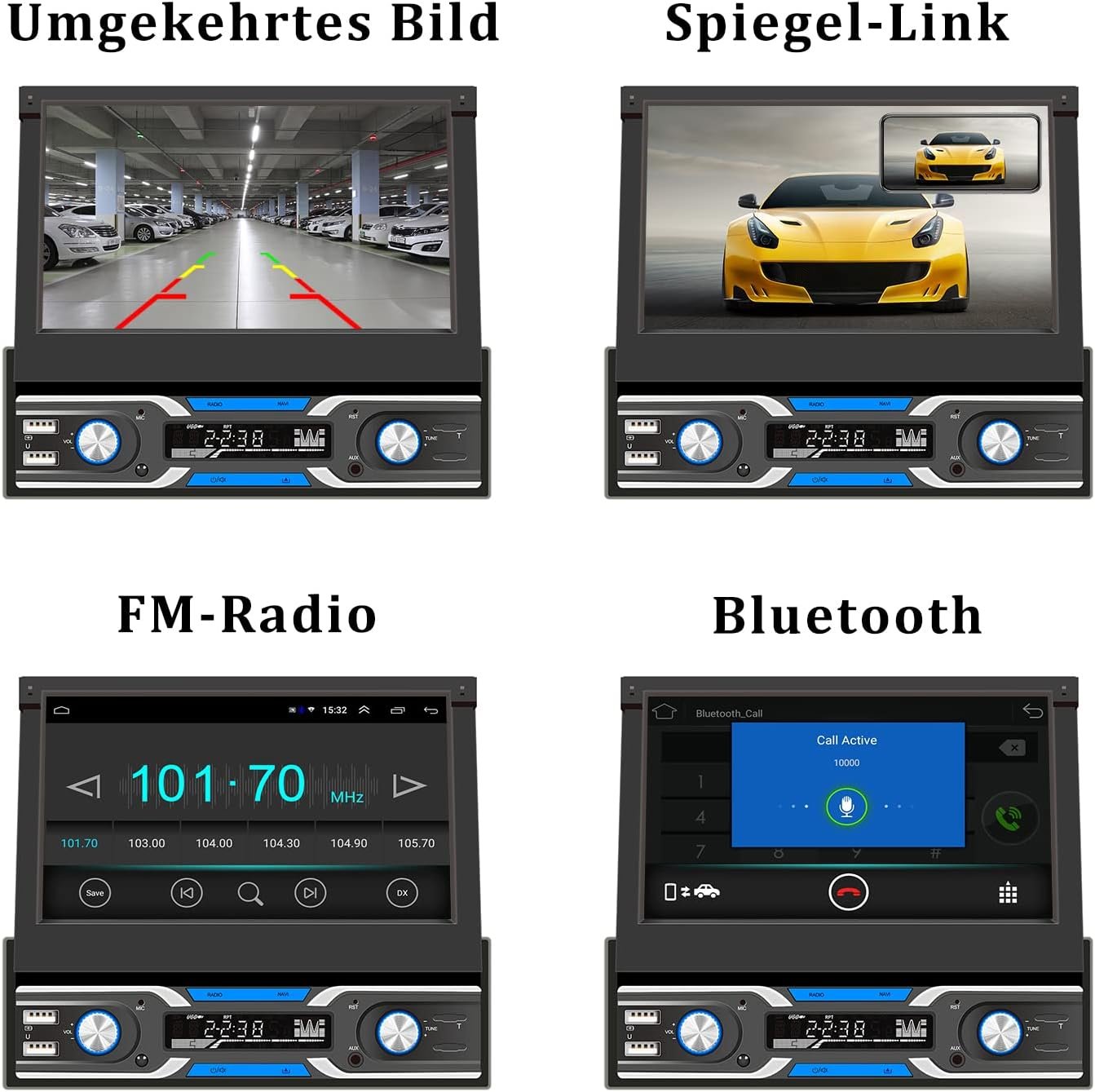 Автомагнітола CAMECHO 9703 / 7" / Сенсорна / 1/32Гб / Android 13 / Bluetooth / WI-FI / GPS / USB / AUX / DAB+ / 1DIN, фото №3
