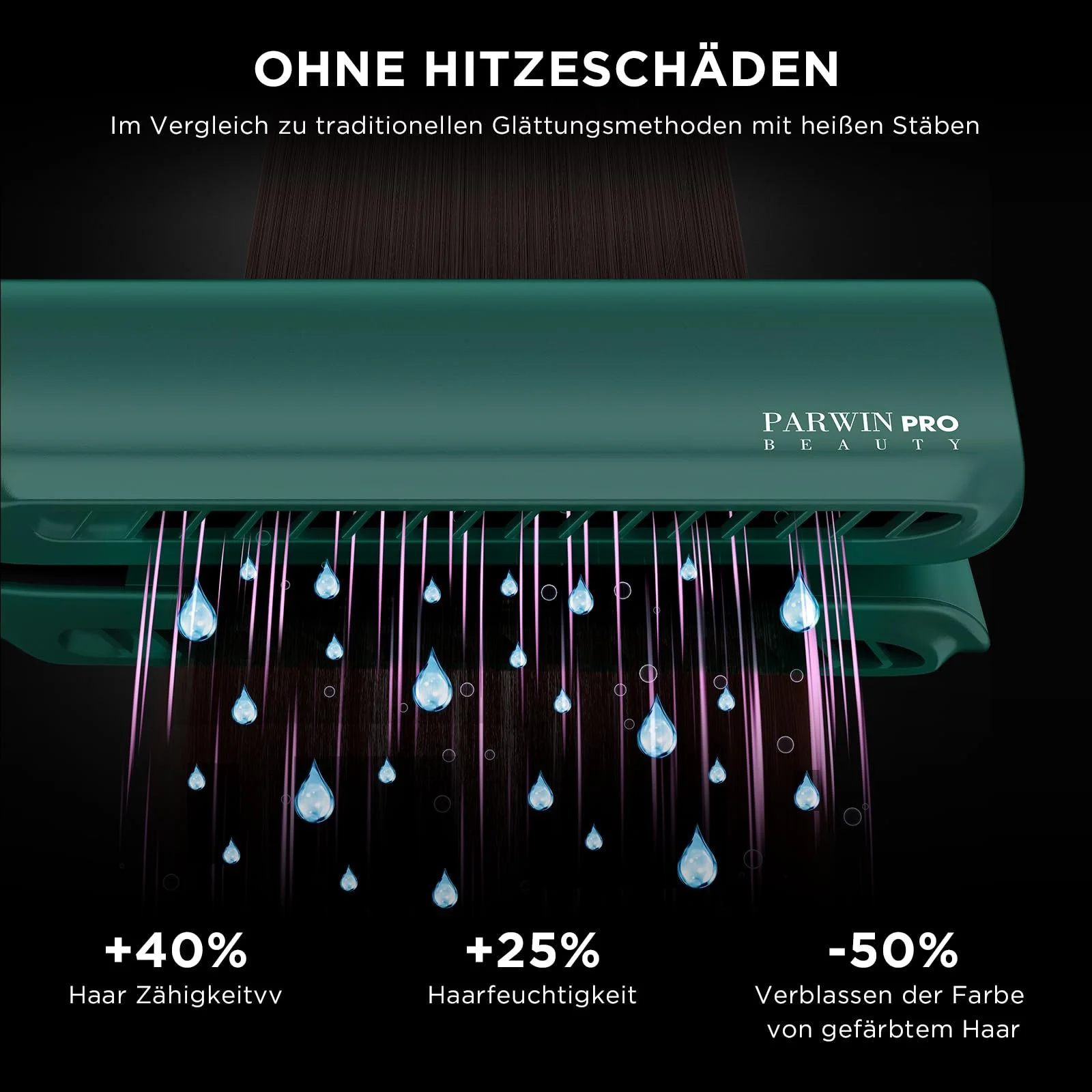 Воздушный выпрямитель PARWIN PRO BEAUTY Ion Air Straighteners Wet to Dry 160 °C 1200 Вт Темно-зеленый, фото №3 Воздушный выпрямитель PARWIN PRO BEAUTY Ion Air Straighteners Wet to Dry 160 °C 1200 Вт Темно-зеленый, фото №3
