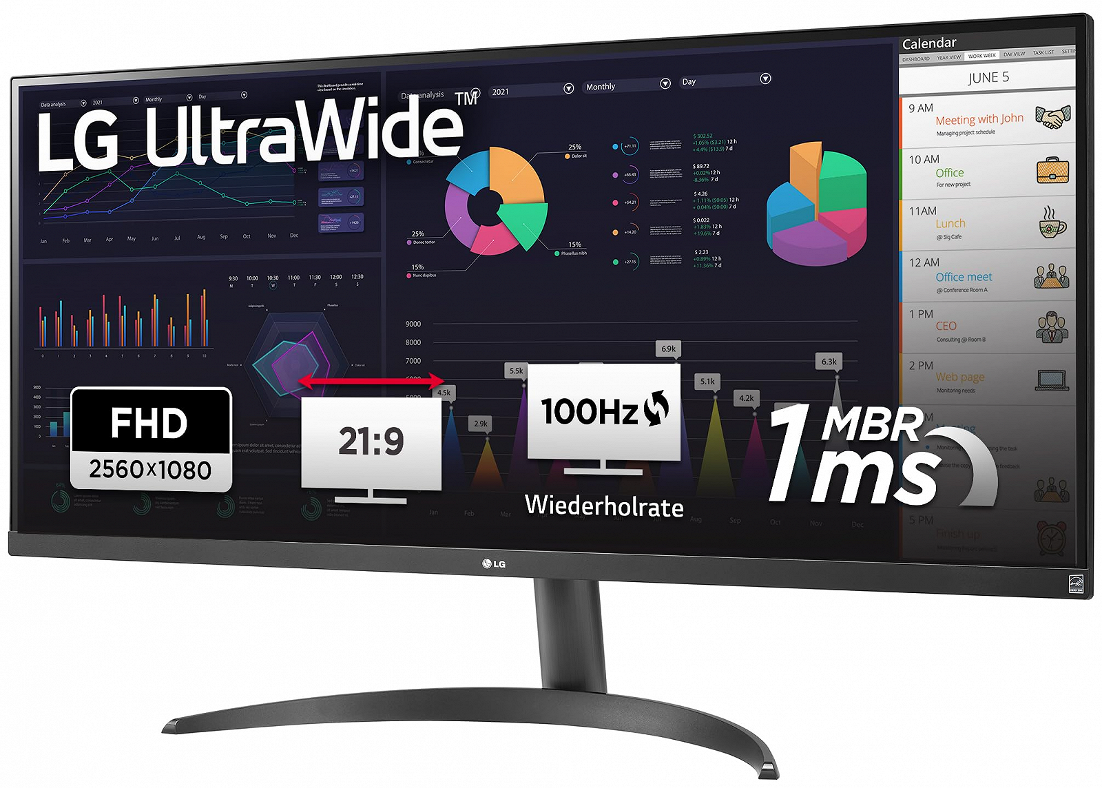 Монітор 34" LG UltraWide 34WQ500-B Full HD IPS 100 Гц, фото №1