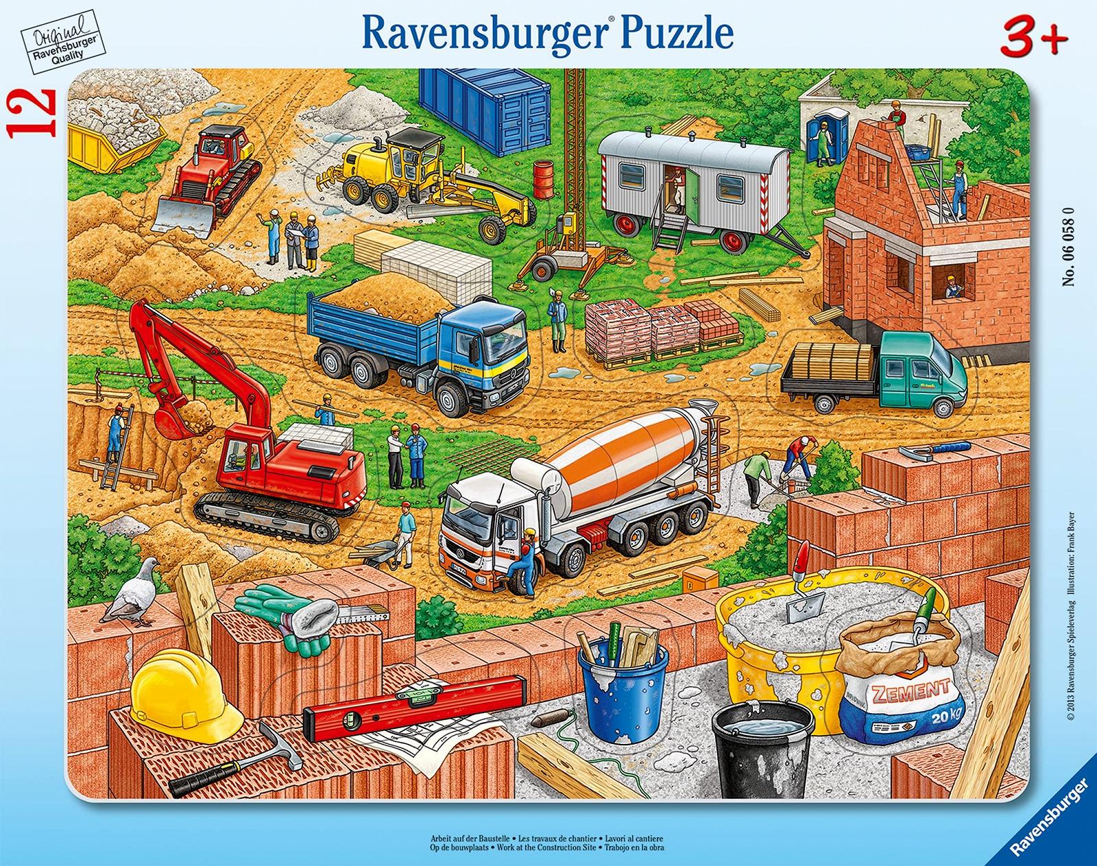 Детский рамочный пазл Ravensburger 06058 Работа на стройке, фото №1 Детский рамочный пазл Ravensburger 06058 Работа на стройке, фото №1