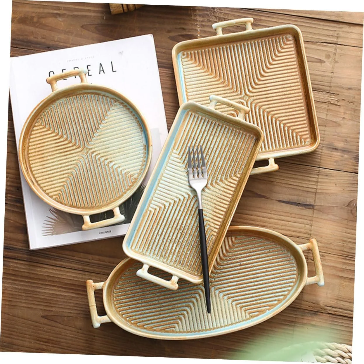 Форма для запекания Ретро Керамическая квадратная с двойной ручкой 1 шт, фото №9