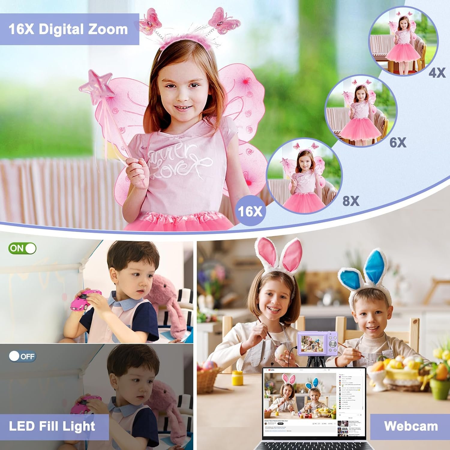 Фотоапарат SIXTARY 44 Мп / CMOS / Full HD / 16Х зум / Фіолетовий, фото №6