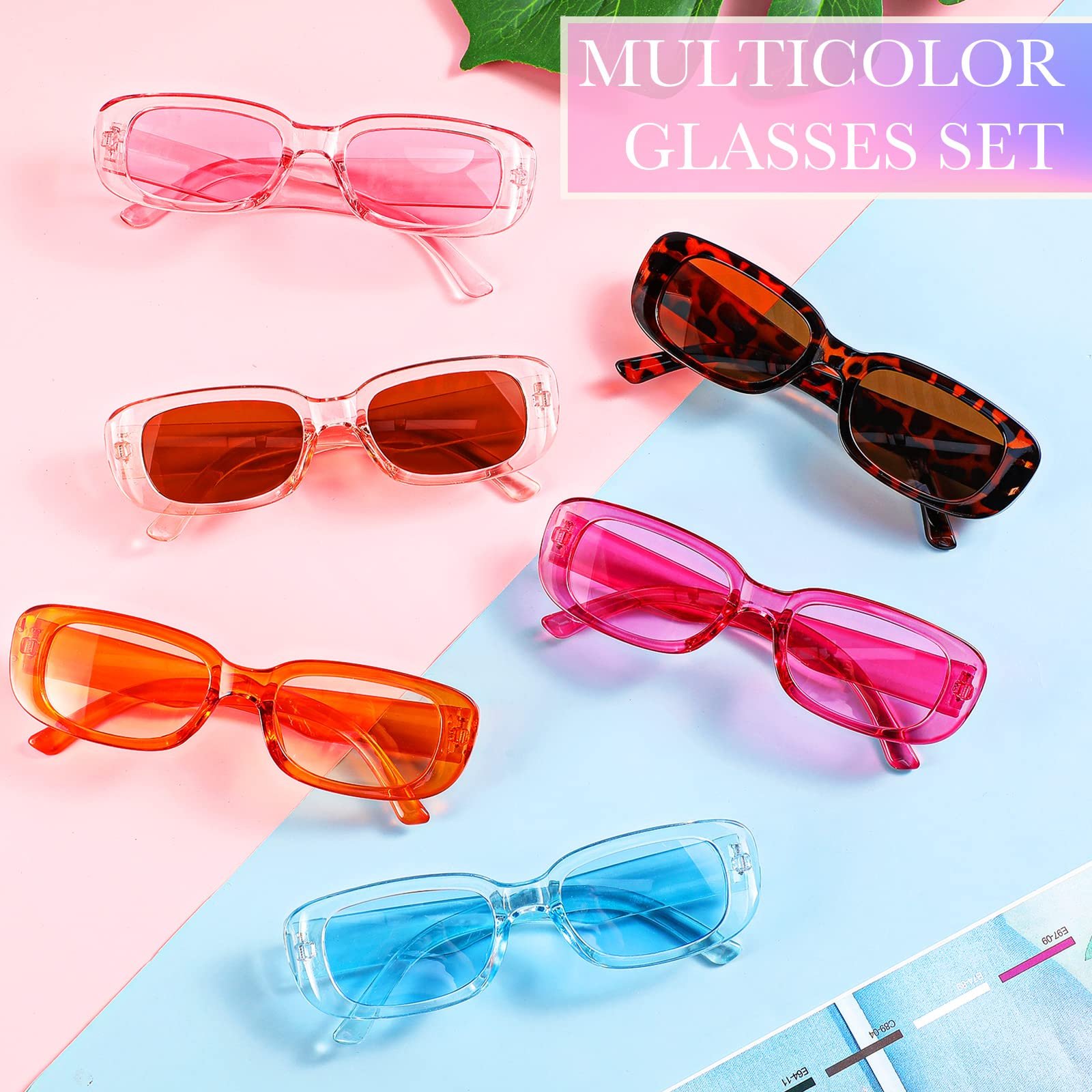 Солнцезащитные очки Fiada прямоугольные, 12 пар, Ретро, квадратные, Стильный цвет, фото №7