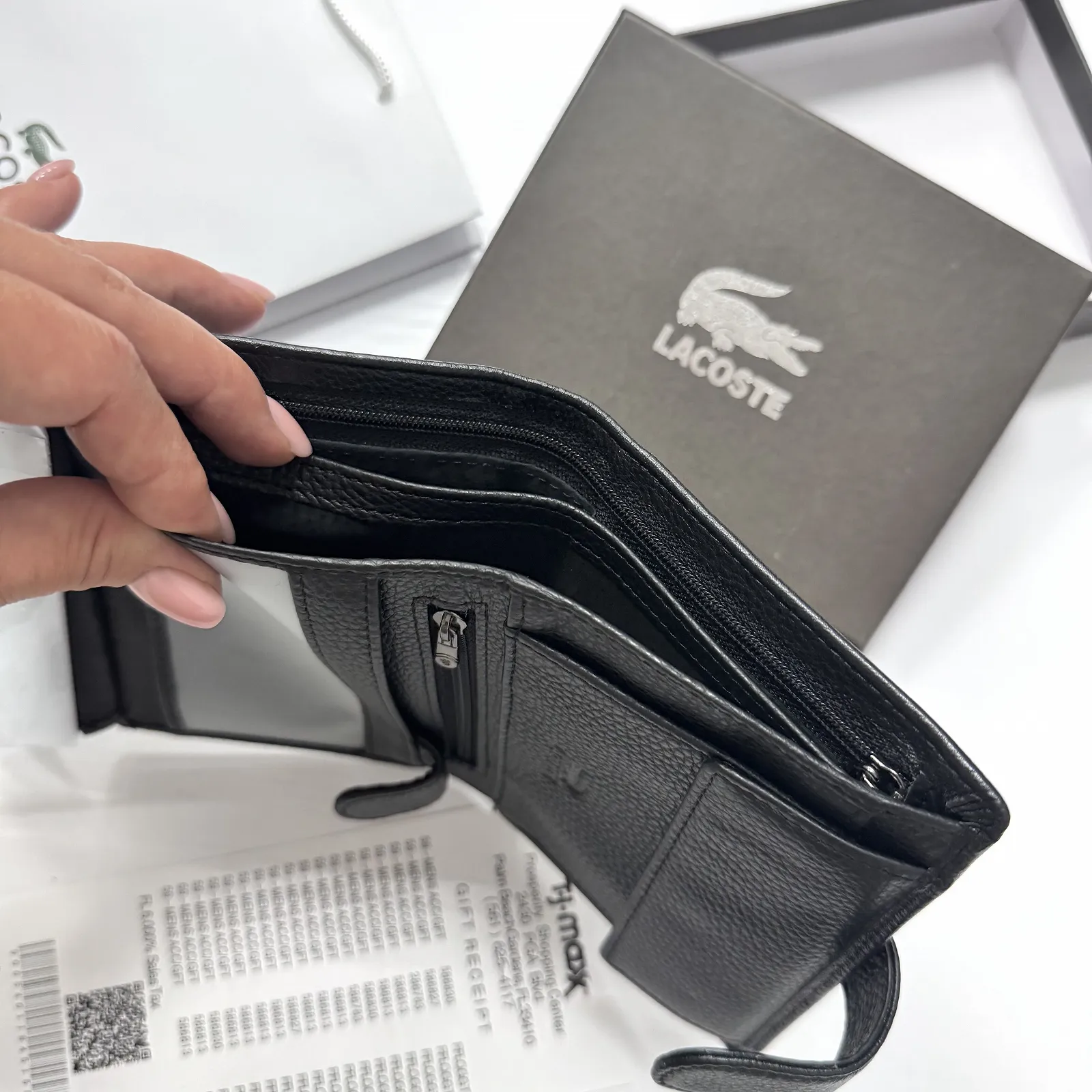 Мужское портмоне вертикальное кожаное Lacoste, фото №12