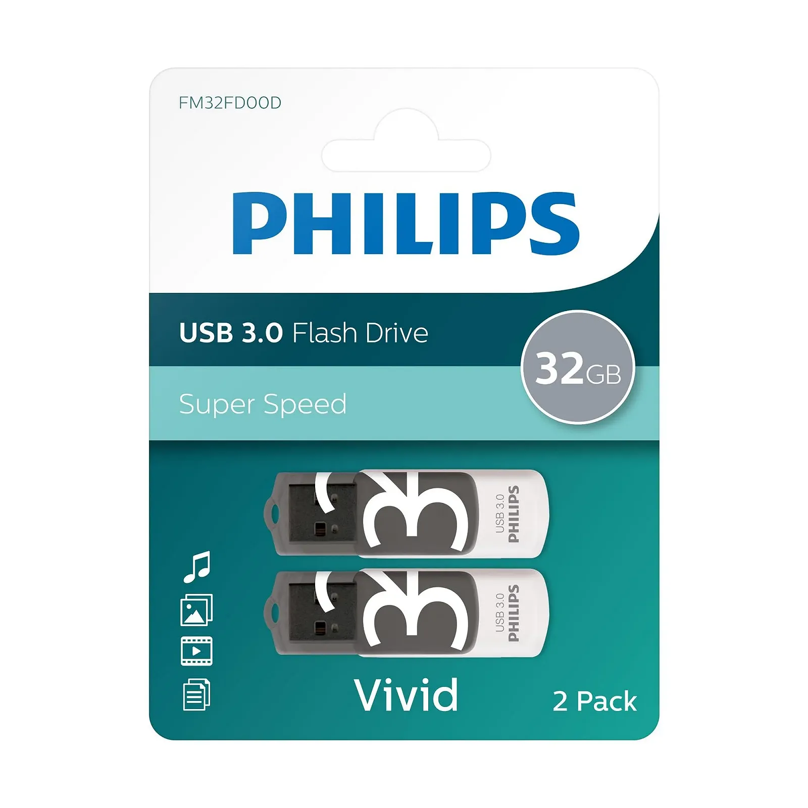 USB Flash-накопичувач Philips Vivid Edition Super Speed 3.0 2X 32GB зі складним ковпачком 100МБ/с, фото №2 USB Flash-накопичувач Philips Vivid Edition Super Speed 3.0 2X 32GB зі складним ковпачком 100МБ/с, фото №2