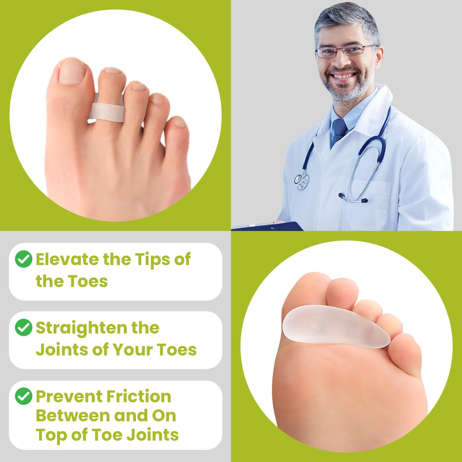 Коректор для пальців стопи Bukihome Гелеві випрямлячі для пальців 12 штук, фото №6 Коректор для пальців стопи Bukihome Гелеві випрямлячі для пальців 12 штук, фото №6