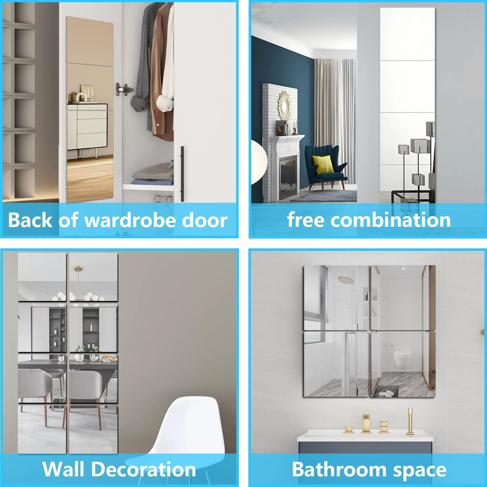 Набір дзеркальних наклейок Bellanova Квадратні акрилові плитки самоклеючі 20 x 20 см, фото №6