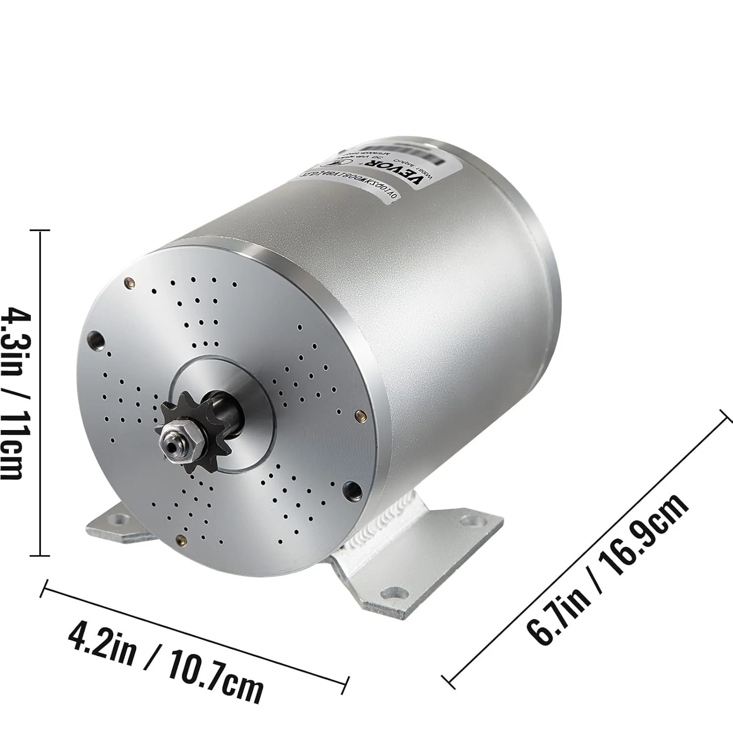 Бесщеточный электродвигатель VEVOR BY12WF02-C / 48V / 1800W / Серебристый, фото №3