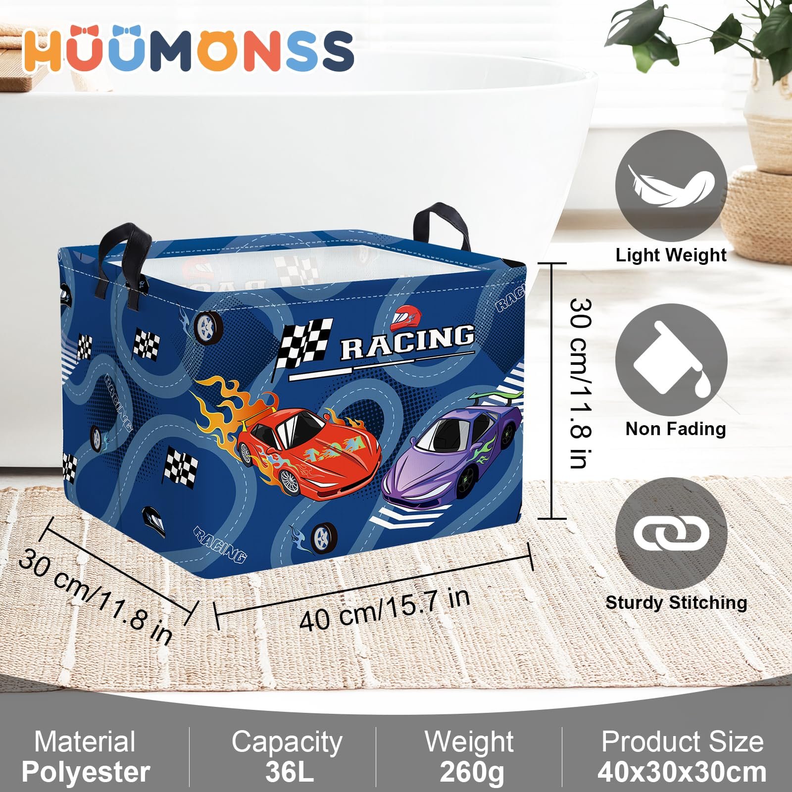 Корзина для игрушек Детская HUUMONSS Гоночная машина, голубой, 36 л, фото №6
