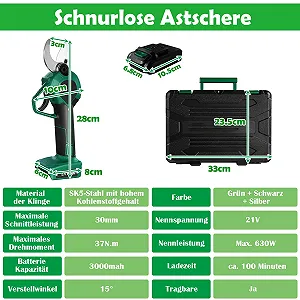 Акумуляторний секатор SUBTLETY Electric SK5 сталь 30 мм synthetic.ua - Фото 1