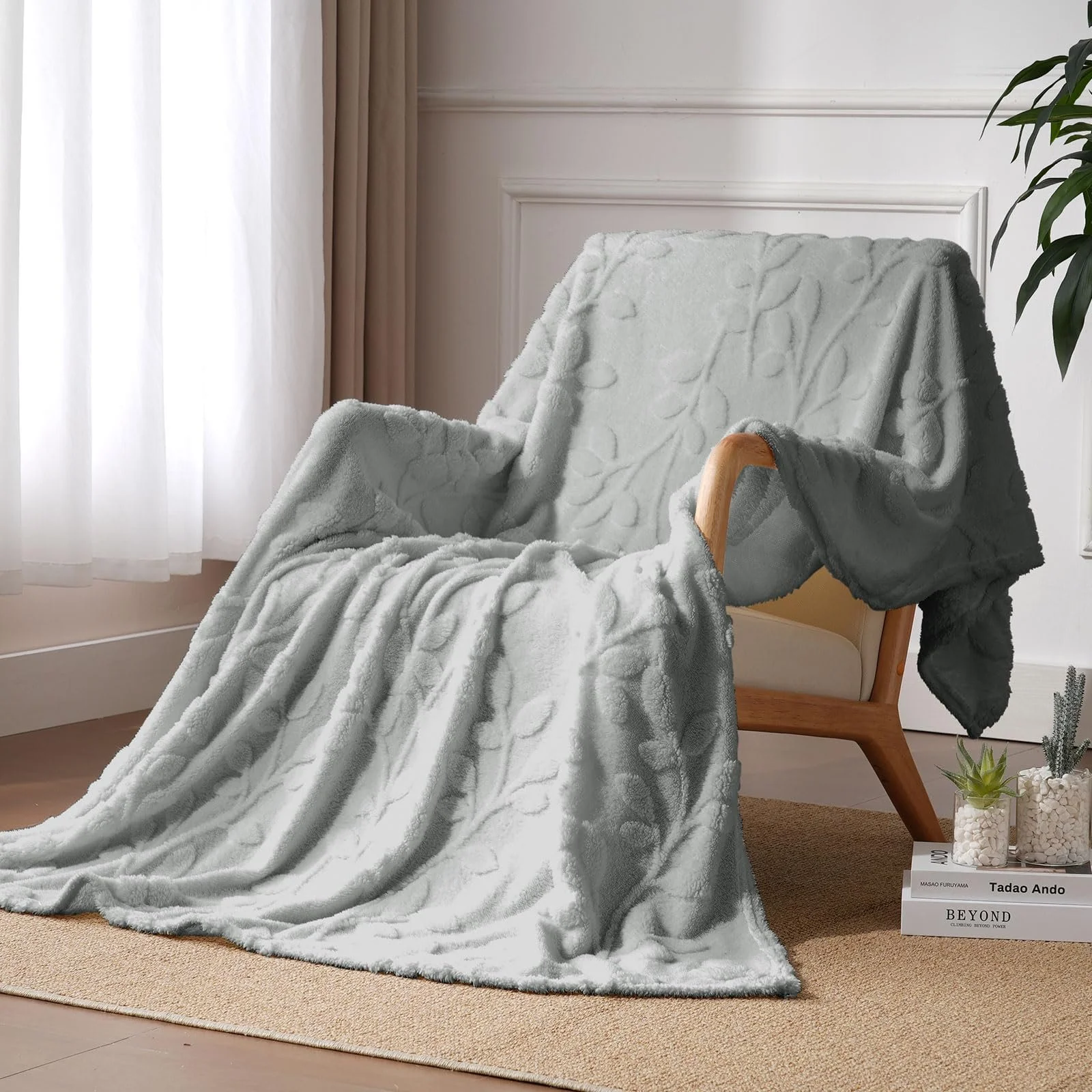 Плед Cuddly Fluffy для 4 сезонів Lucky Tree Pattern, флісовий плед для ліжка та дивана, фото №2