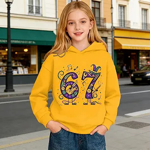Худи 67 с карнавальным узором для мальчиков, с длинными рукавами, повседневный свитшот с передним карманом для детей и подростков synthetic.ua - Фото 1