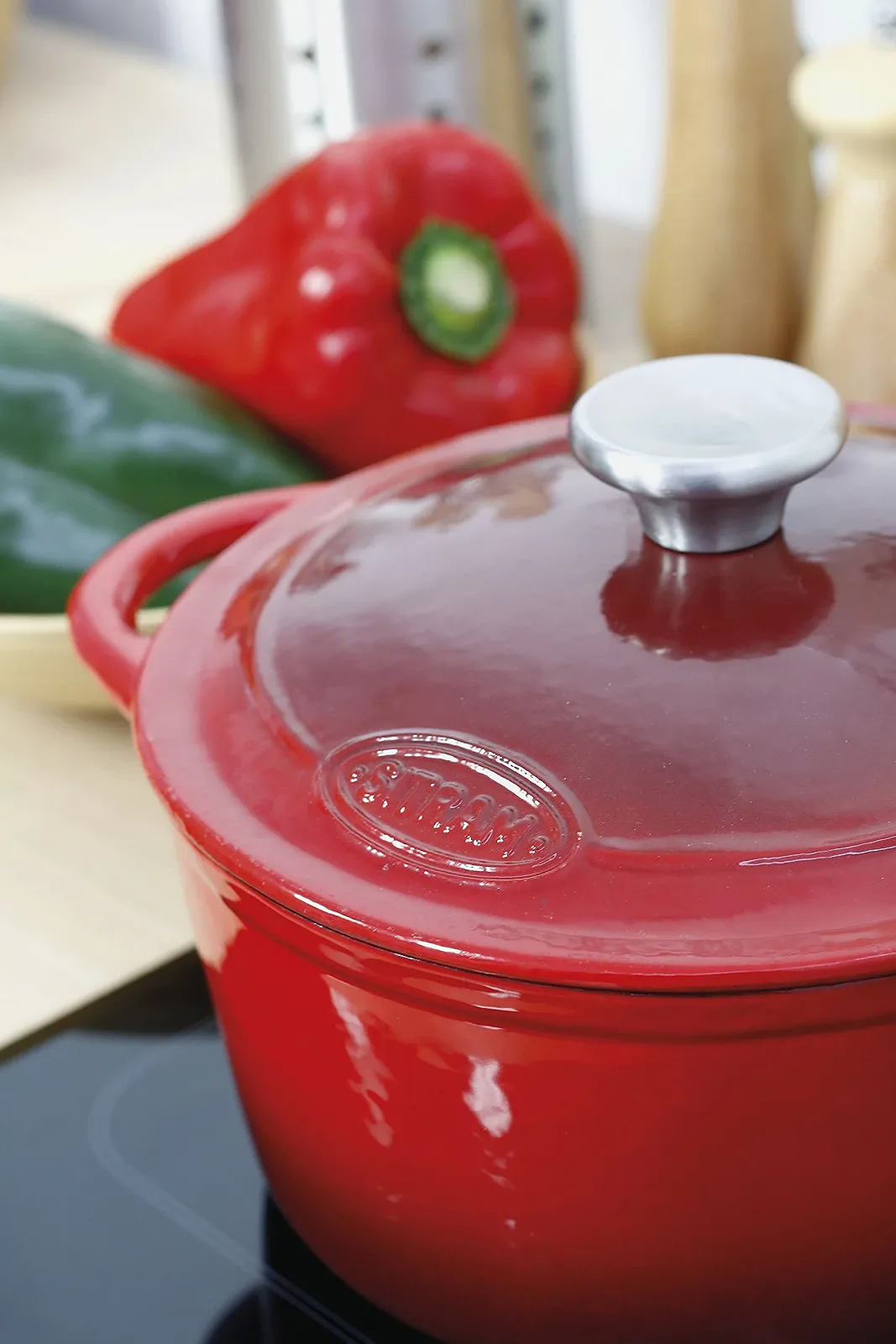 Каструля-жаровня Sitram 710839 чавунна 24 x 24 x 12 cm червона / кремова, фото №8