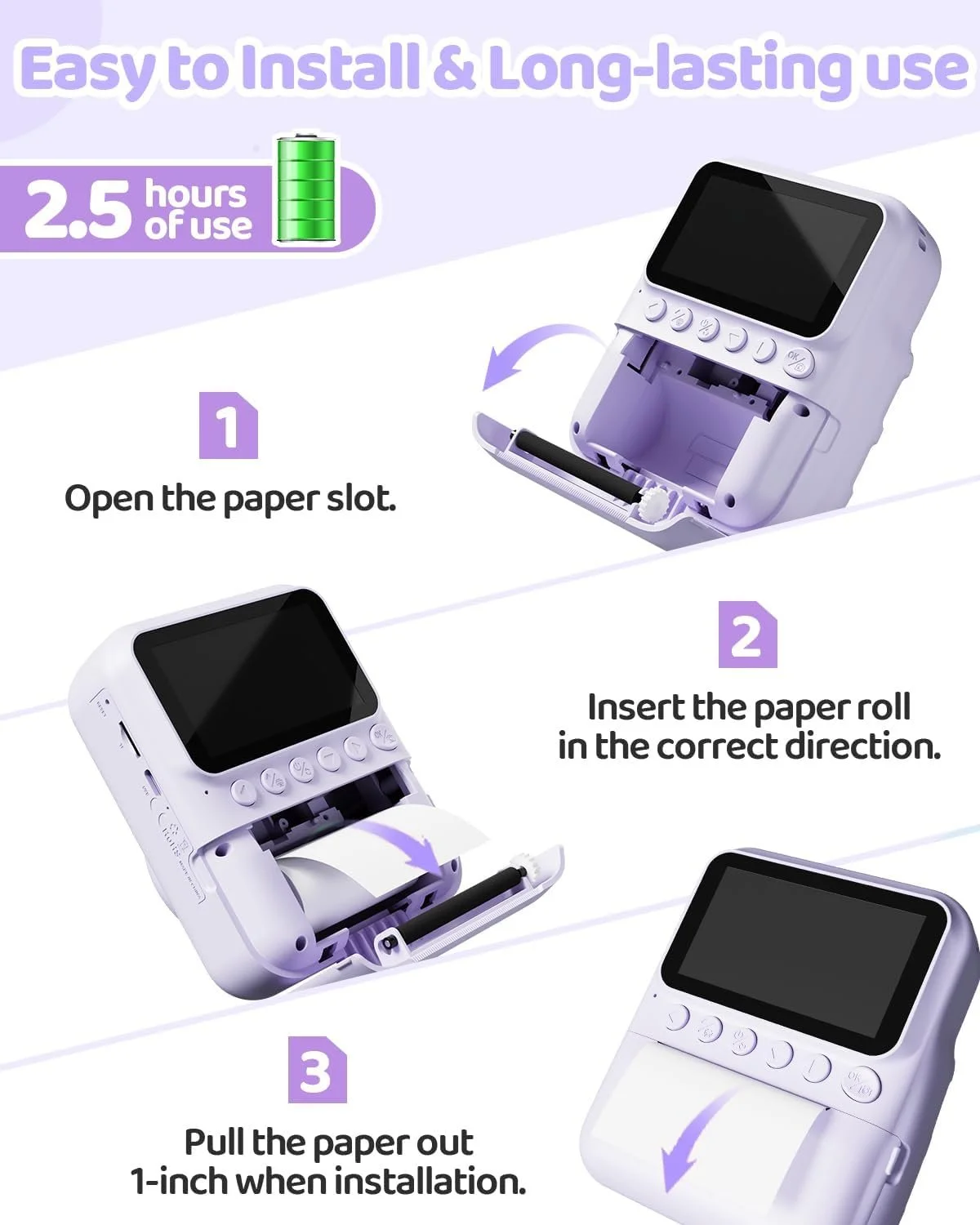 Камера миттєвого друку Tiatua / 48Mп / Full HD відео / Фіолетова, фото №5 Камера миттєвого друку Tiatua / 48Mп / Full HD відео / Фіолетова, фото №5