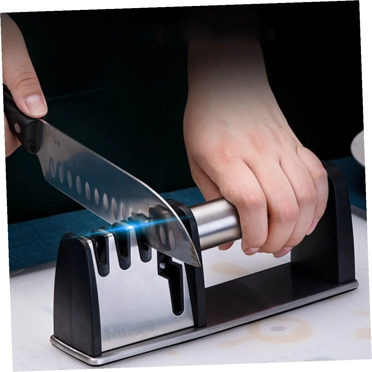 Точило для ножів Gadpiparty ергономічна швидка для кухні та ножиць срібляста, фото №8