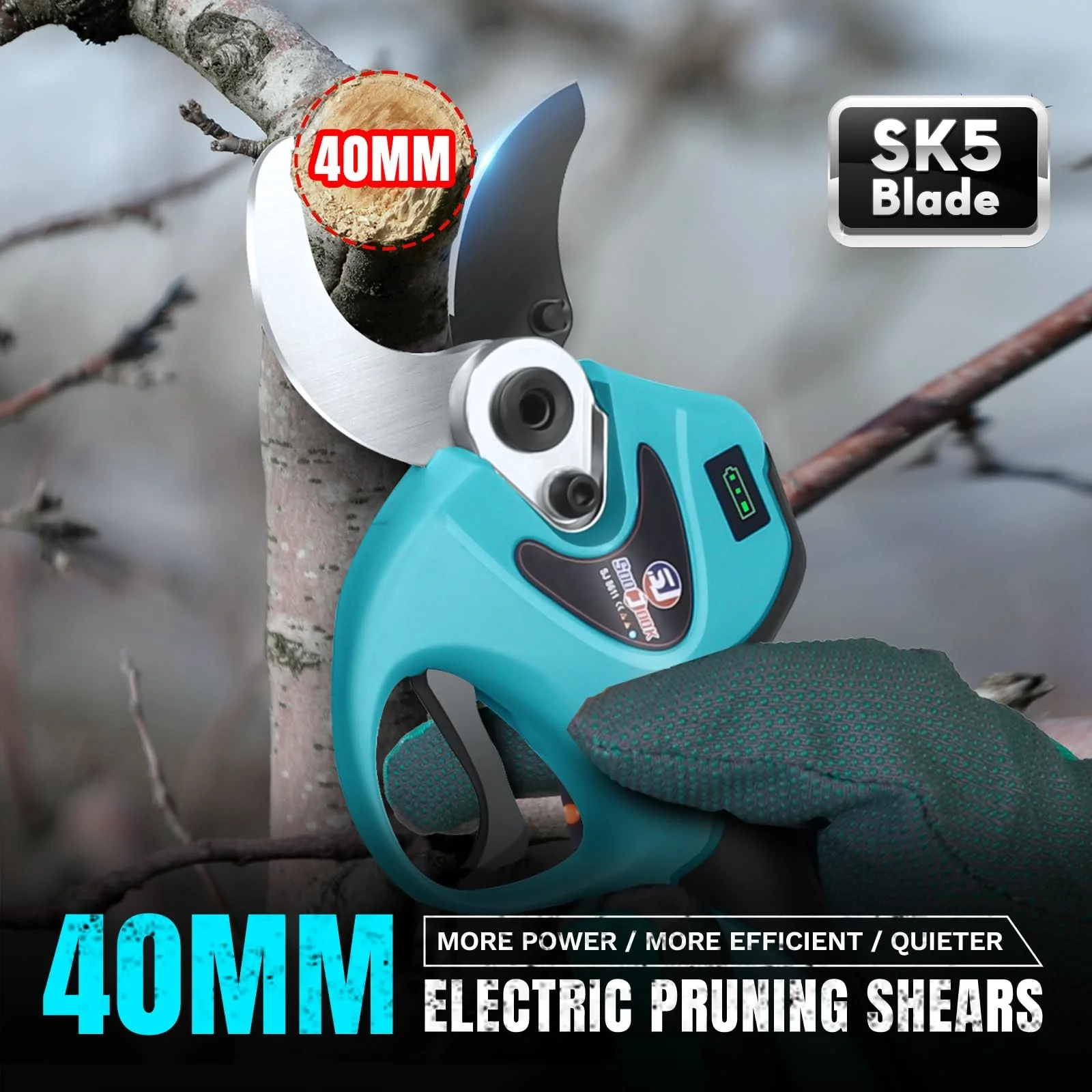 Секатор акумуляторний SOOJOOK 8605PRO 40 мм 1050 W 21 V, фото №2