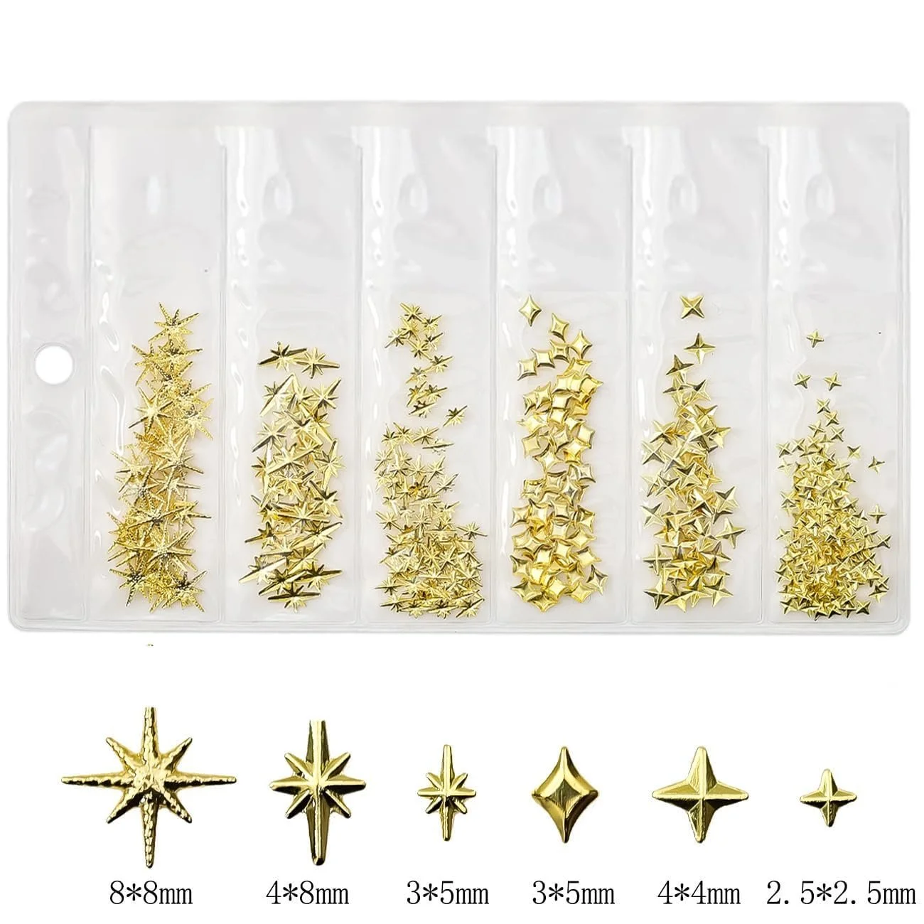 3D Металлические украшения для ногтей в форме золотой звезды, фото №2 3D Металлические украшения для ногтей в форме золотой звезды, фото №2