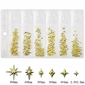 3D Металлические украшения для ногтей в форме золотой звезды synthetic.ua - Фото 1