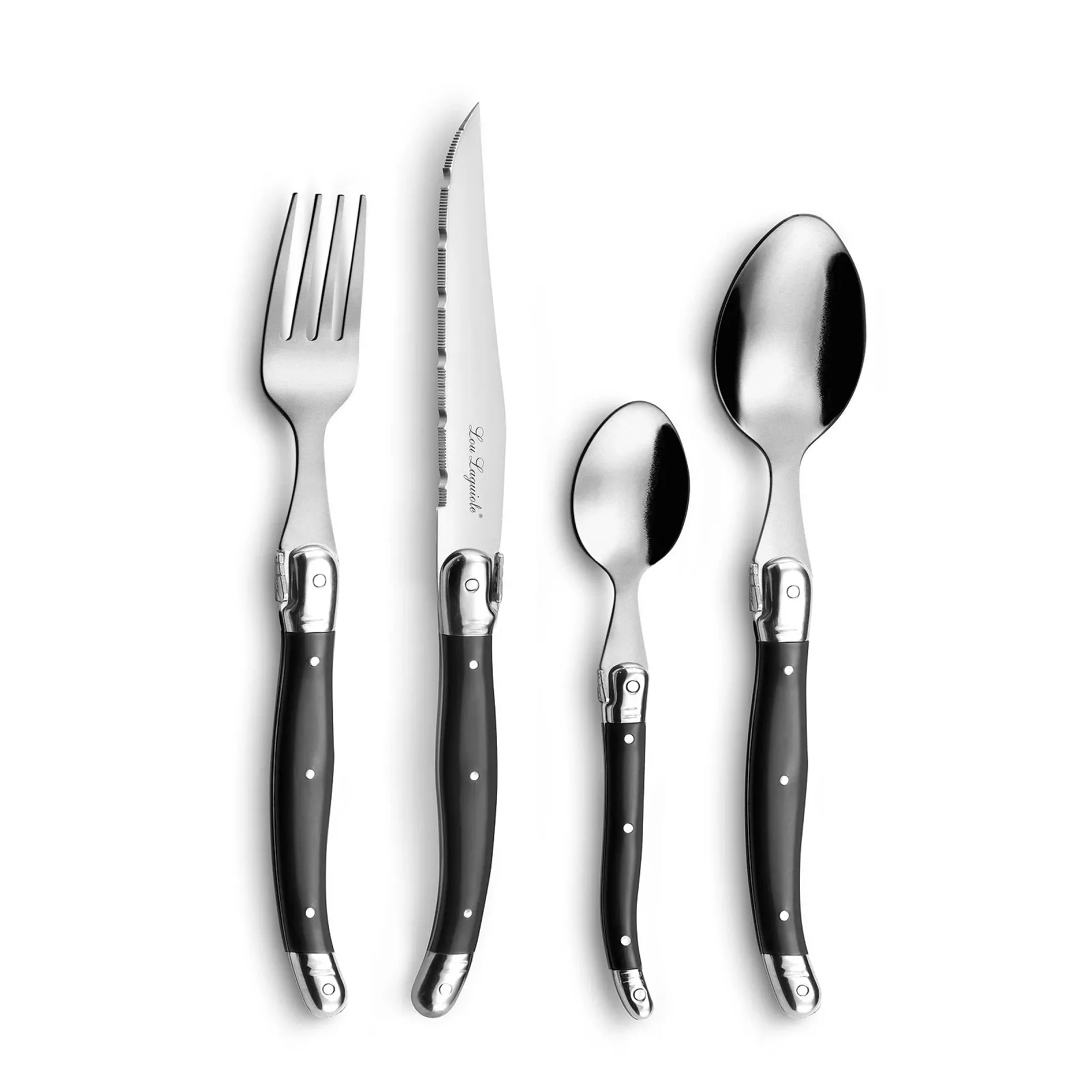 Набор столовых приборов LOU LAGUIOLE Rustic Gris, 24 предмета на 6 персон, нержавеющая сталь 18/0, серый, фото №1 Набор столовых приборов LOU LAGUIOLE Rustic Gris, 24 предмета на 6 персон, нержавеющая сталь 18/0, серый, фото №1