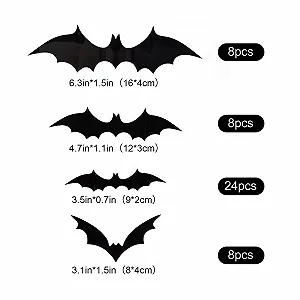 Декоративні наклейки на стіну PE Halloween 3D Bat кажани 48 шт. synthetic.ua - Фото 1