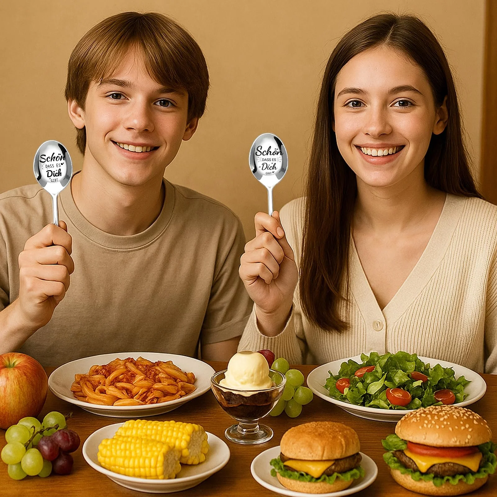 Набір ложок для пластівців 2 шт з гравіюванням, маленькі, фото №5 Набір ложок для пластівців 2 шт з гравіюванням, маленькі, фото №5