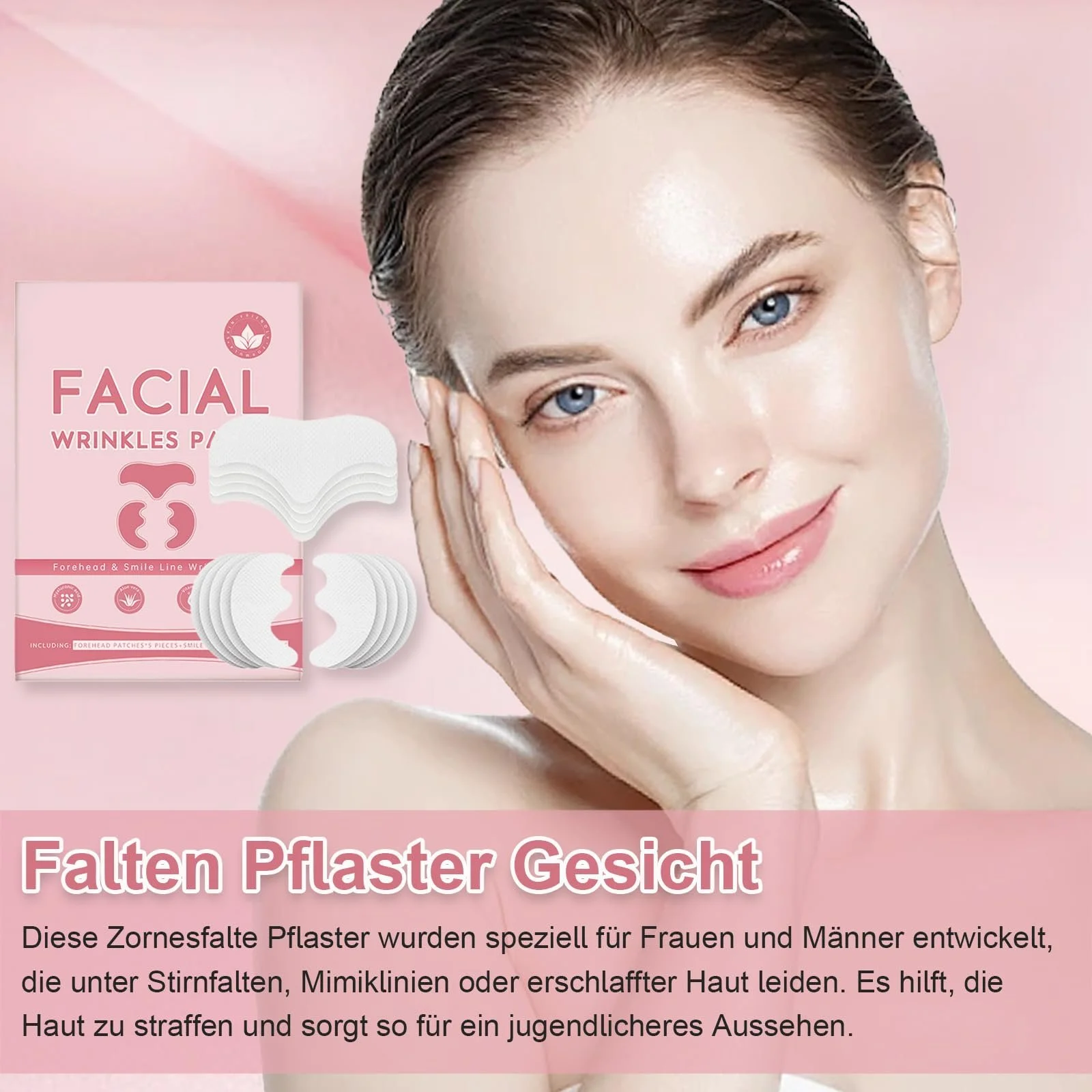 Пластир Zornesfalte для обличчя, 30 шт, проти зморшок на лобі та носогубних зморшок, фото №2
