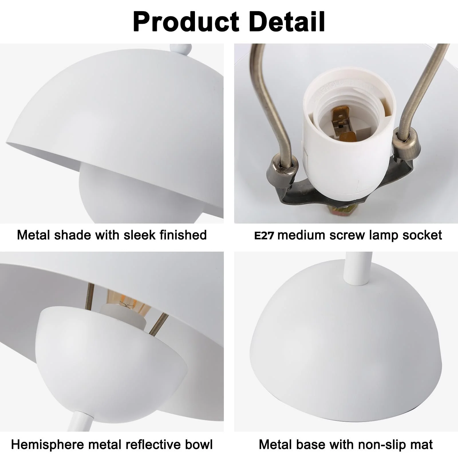 Настільна лампа Alpinaluz Біла Сталева Скандинавський ретро-дизайн Подвійний купол E27, фото №5