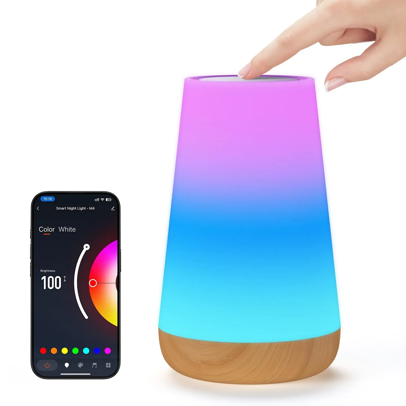Розумна настільна лампа Bonsery LED Smart RGBICWW WLAN Alexa/Google Assistant 2700-6500K, фото №1