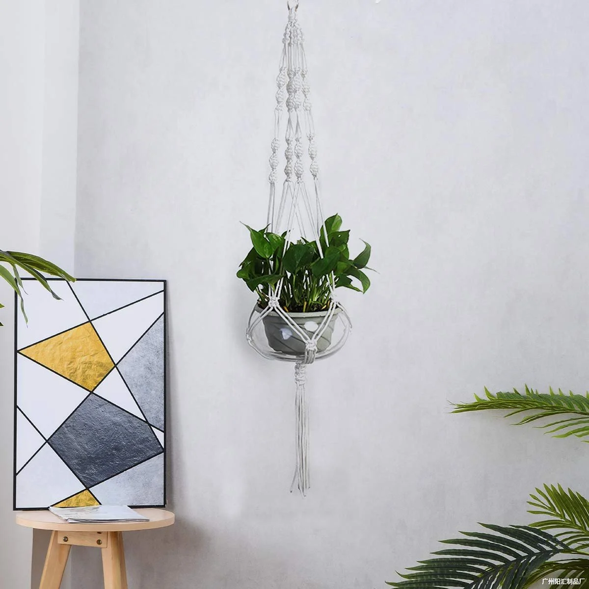 Подвес для растений макраме набор 2 шт 105 см белый, фото №6