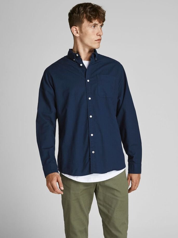 Рубашка Jack&Jones OXFORD L/S S21 NOOS 12182486, темно-синий, L, фото №1