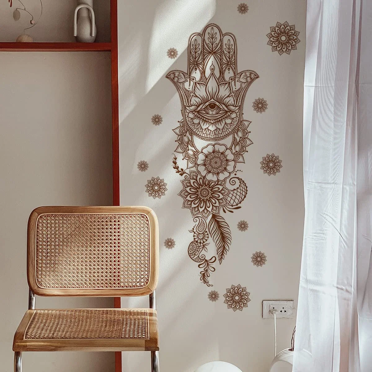 Наклейка на стіну Runtoo Mandala Fátima Hand Коричнева, фото №2
