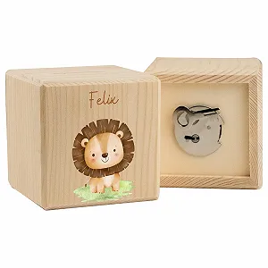 Скарбничка LARIFEE Lions Babyn дерев'яна із замком та ключем - Фото 1