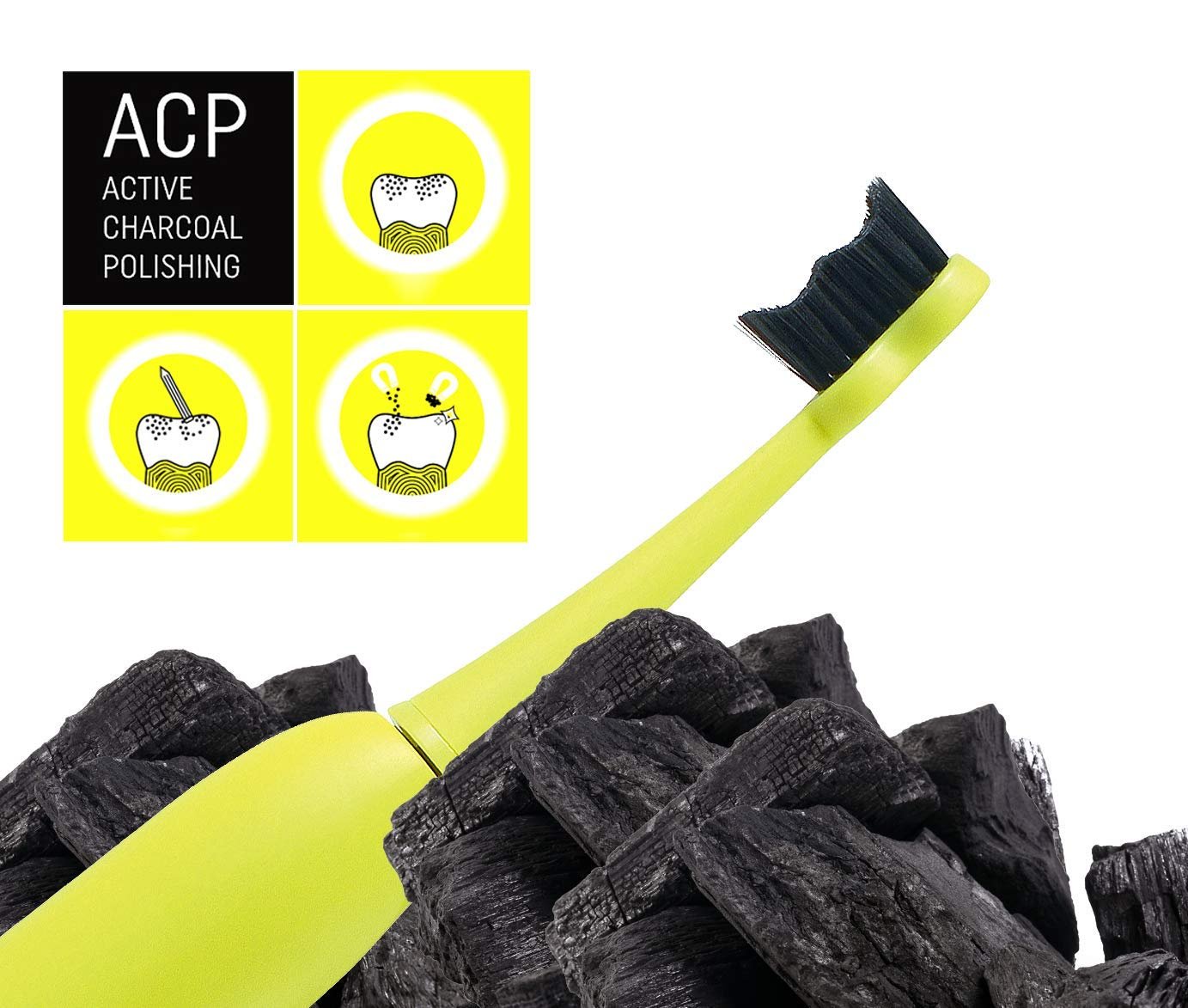 Звукова зубна щітка Megasmile Sonic Black Whitening II 4 режими Технологія ACP Yellow, фото №2